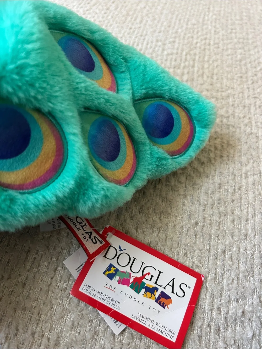Plush Teal Peacock Small Pet Toy - Soft Feathered Playmate